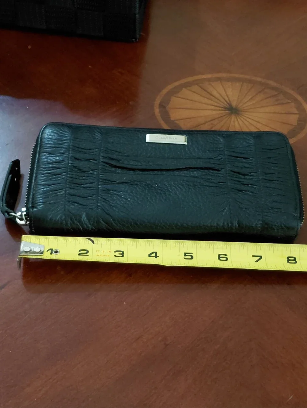 Cole Haan Black Leather Zip Around Wallet – Textured Leather